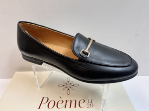 POEME BR12 MOCASSINO DONNA CON MORSETTO IN PELLE NERO