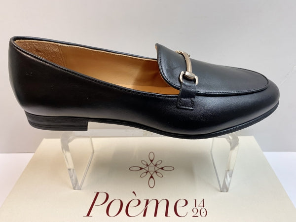 POEME BR12 MOCASSINO DONNA CON MORSETTO IN PELLE NERO