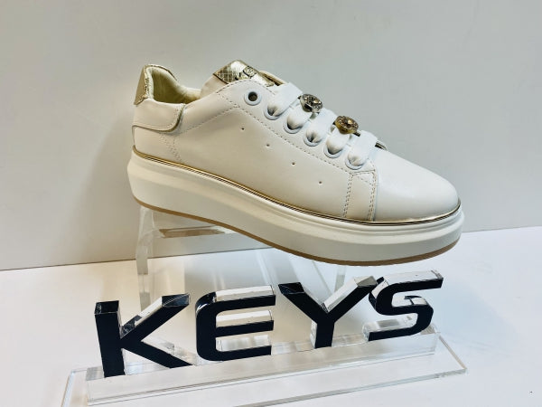 Keys 9008 sneakers donna bianco con riporti ed accessori oro