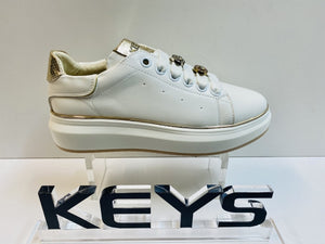 Keys 9008 sneakers donna bianco con riporti ed accessori oro