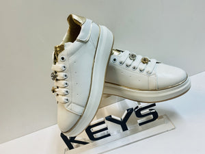 Keys 9008 sneakers donna bianco con riporti ed accessori oro