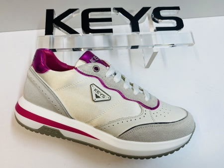 Keys 9232 sneakers donna in pelle e tessuto beige