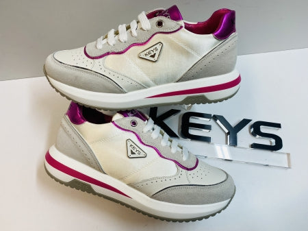 Keys 9232 sneakers donna in pelle e tessuto beige