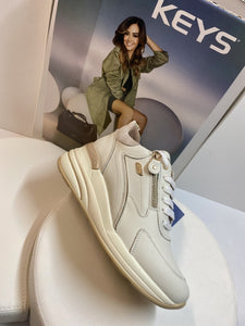 Keys 9950 sneakers donna con zip crema