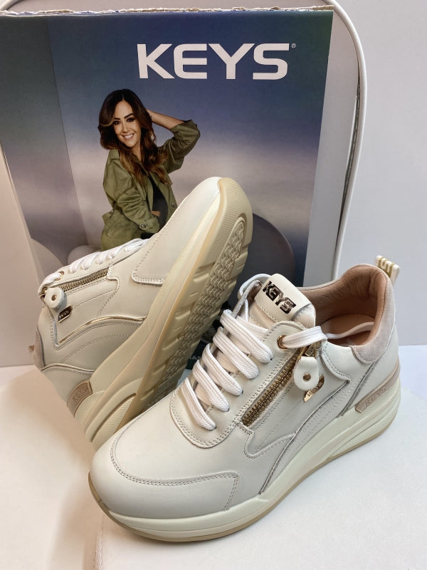 Keys 9950 sneakers donna con zip crema