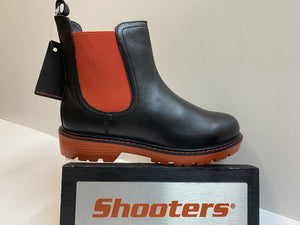 Shooters S22761-01 stivaletto chelsea donna in pelle nero con elastico rosso