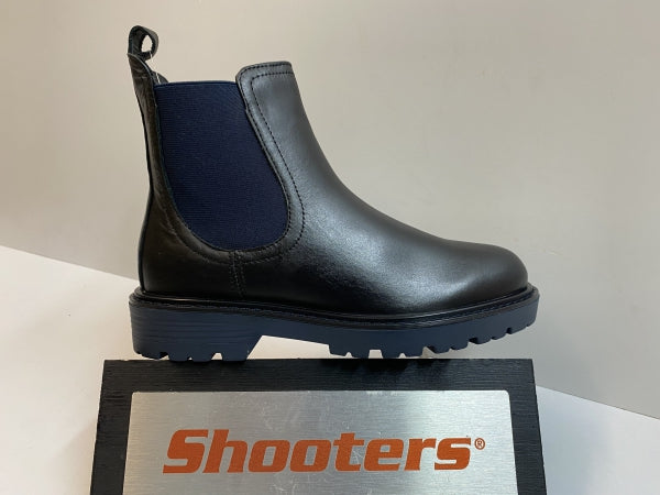 Shooters S22761-01 stivaletto chelsea donna in pelle nero con elastico blù