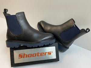 Shooters S22761-01 stivaletto chelsea donna in pelle nero con elastico blù