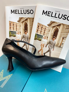 Melluso E5102W dècolletè in pelle nera con cinturino