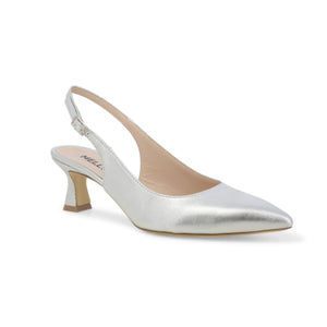 Melluso D166W décolleté donna slingback in pelle laminato argento