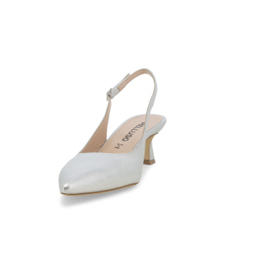 Melluso D166W décolleté donna slingback in pelle laminato argento