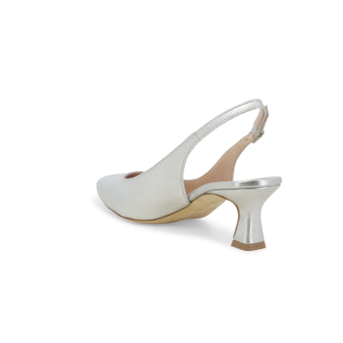 Melluso D166W décolleté donna slingback in pelle laminato argento