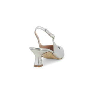 Melluso D166W décolleté donna slingback in pelle laminato argento