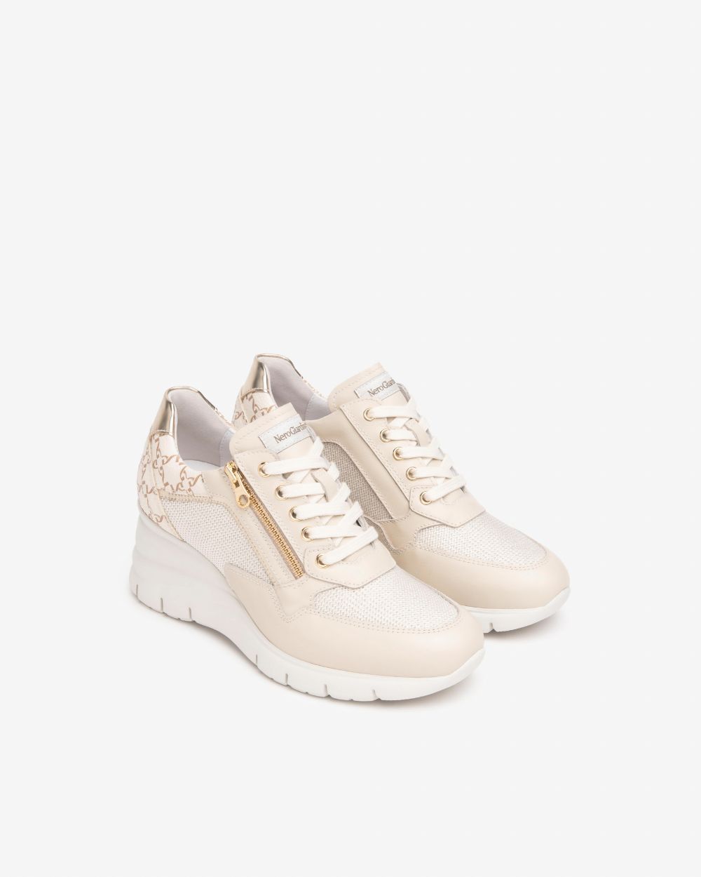 Nero Giardini E512940D Sneakers Donna in Pelle, Tela e Materiale Tecnico milk