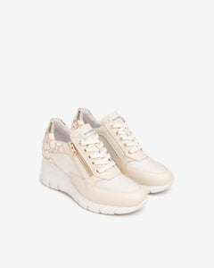 Nero Giardini E512940D Sneakers Donna in Pelle, Tela e Materiale Tecnico milk