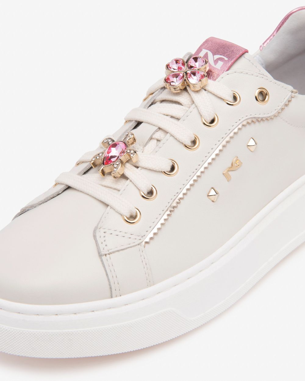 Nero Giardini E513060D Sneakers Donna in Pelle e Materiale Tecnico osso