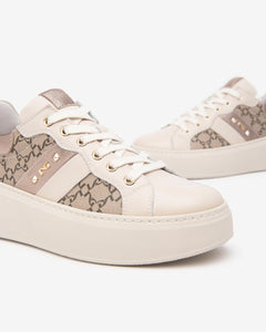 Nero Giardini E513080D Sneakers Donna in Pelle e Materiale Tecnico beige