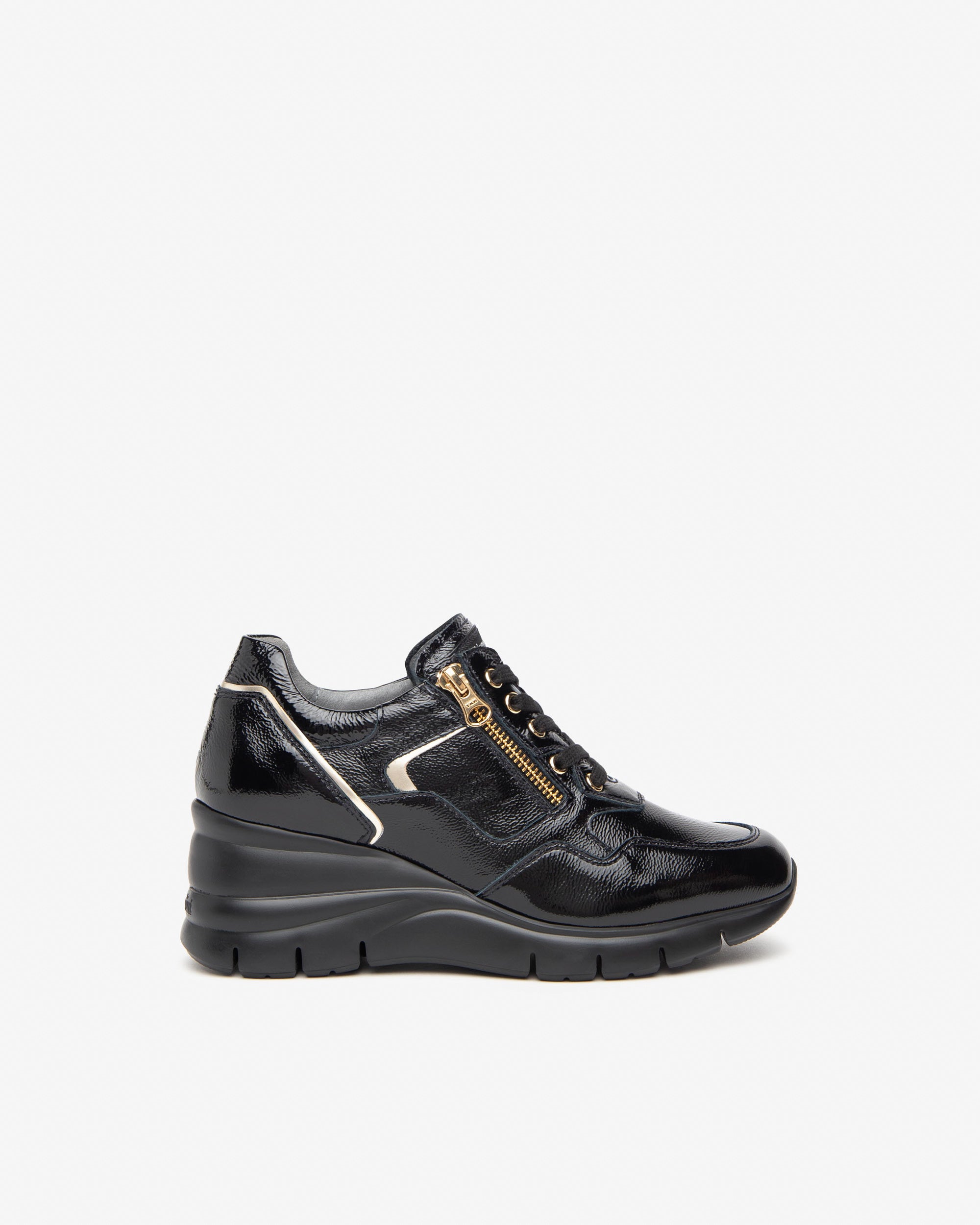 Nero Giardini I411485D Sneakers donna in vernice e materiale tecnico nero