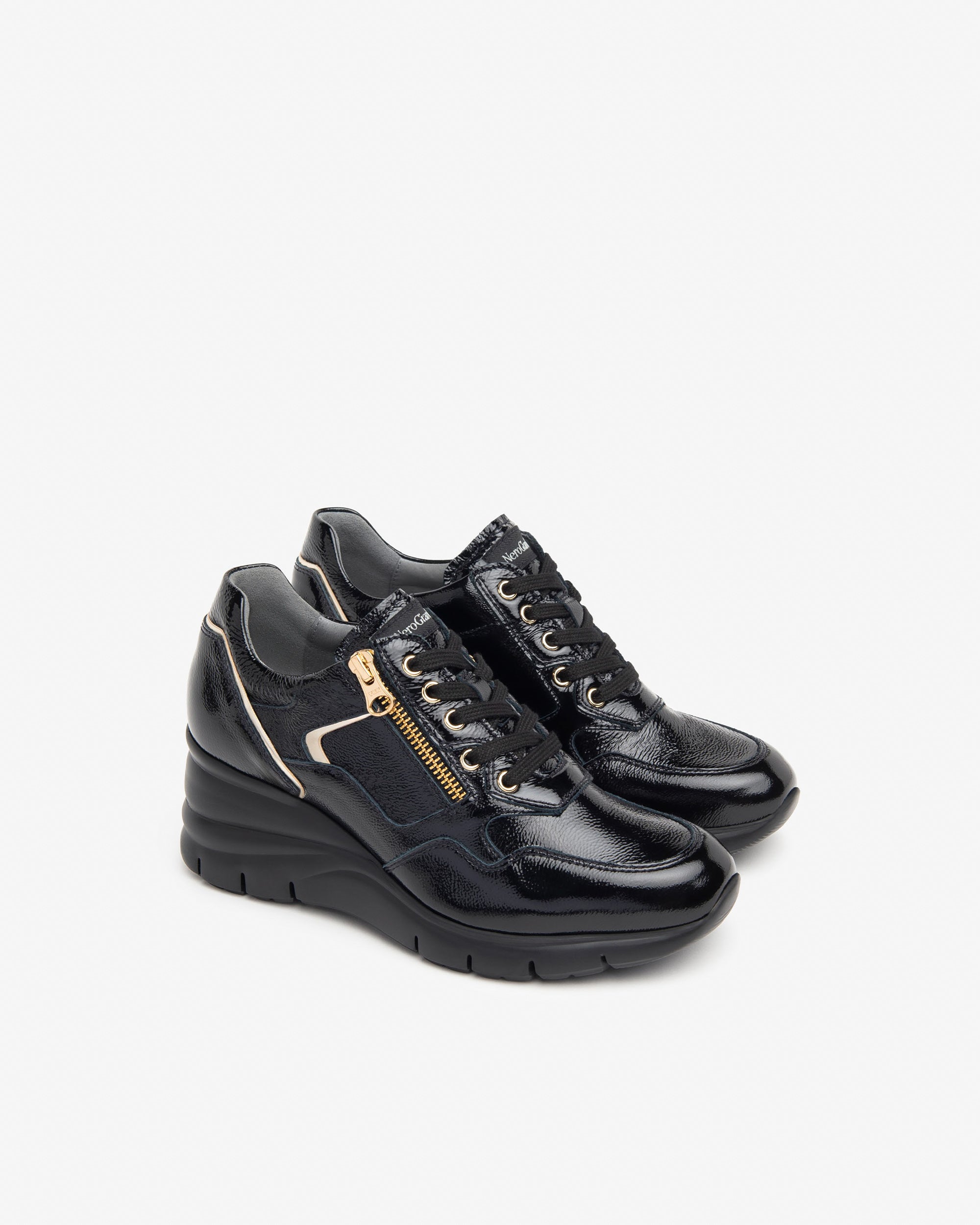 Nero Giardini I411485D Sneakers donna in vernice e materiale tecnico nero