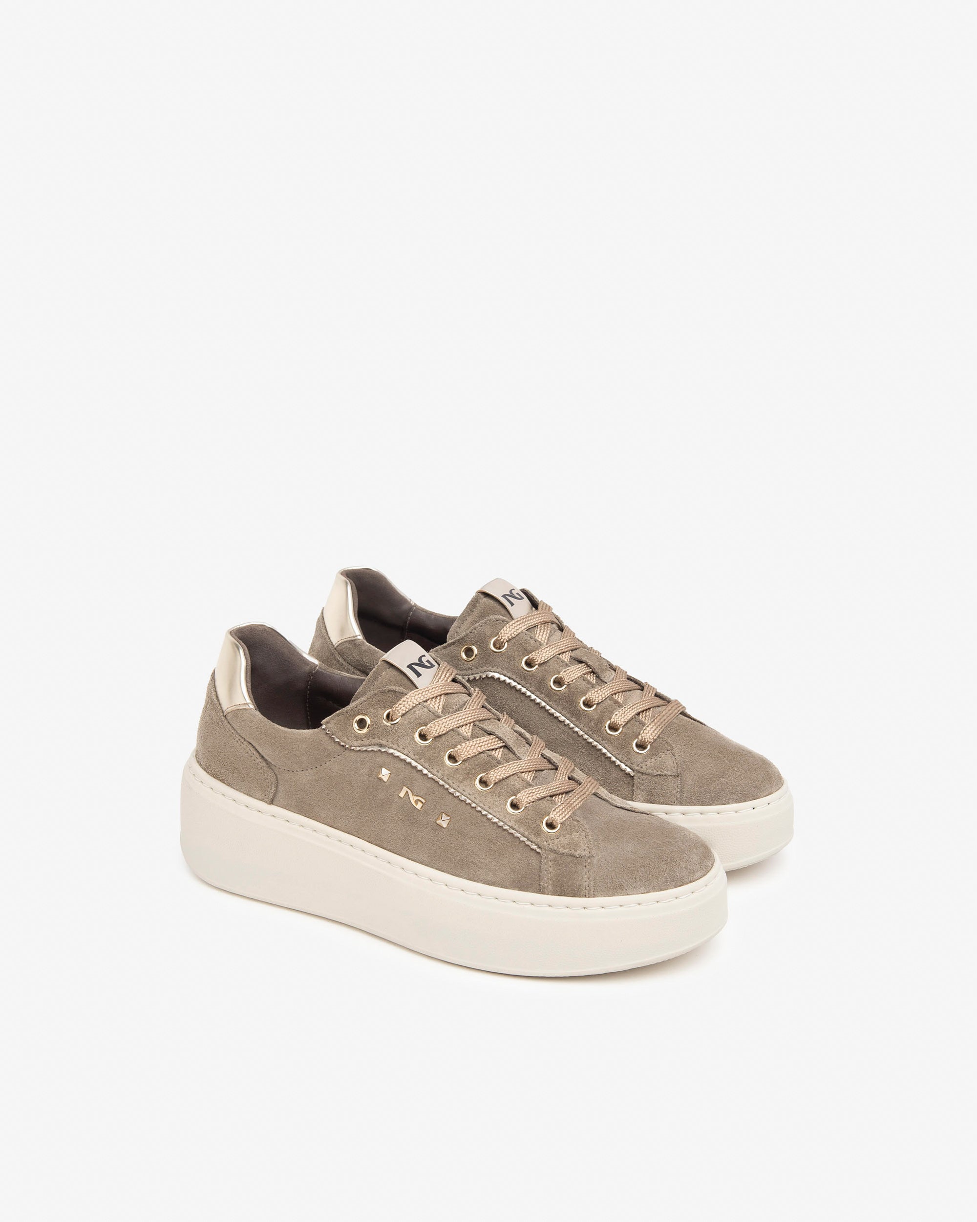 Nero Giardini I411620D Sneakers donna in camoscio e materiale tecnico beige