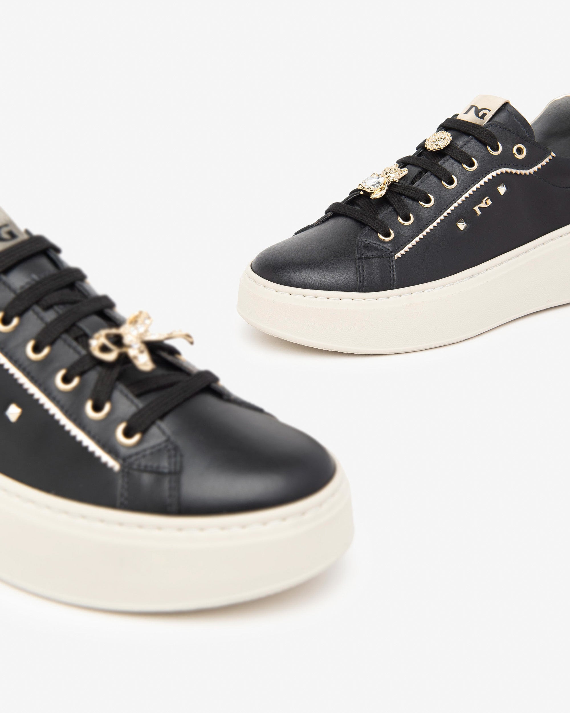 Nero Giardini I411621D Sneakers donna in pelle e materiale tecnico nero