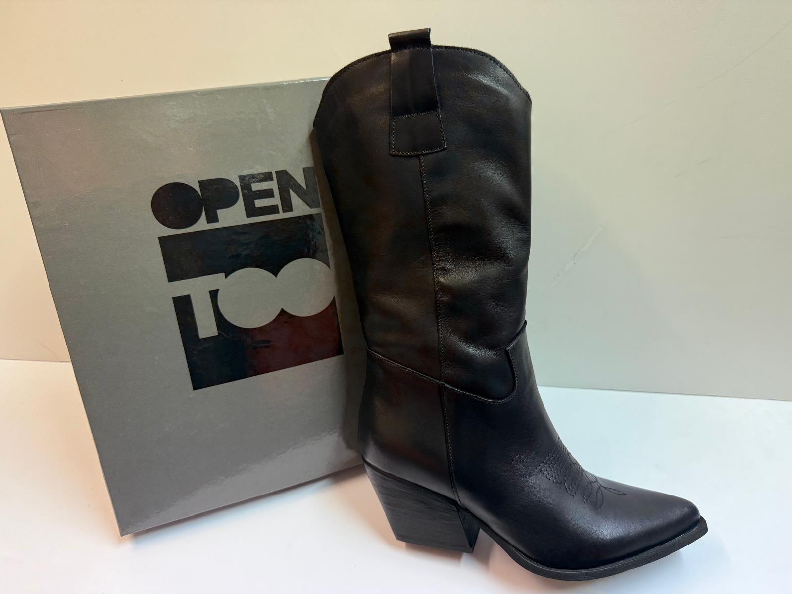 Open Too Loca 180 Texano donna in pelle nero