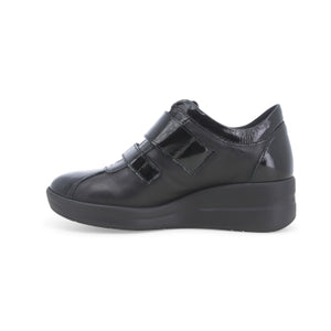 MELLUSO R25643D SNEAKERS DONNA IN VERNICE E PELLE NERO