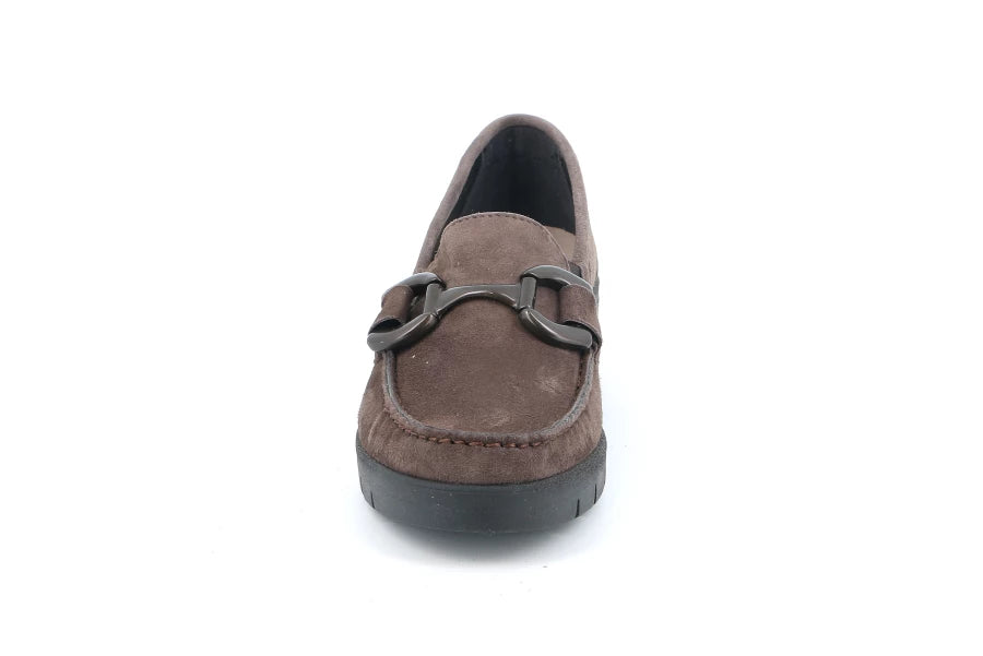 GRUNLAND SC5584 MOCASSINO DONNA IN CAMOSCIO TAUPE