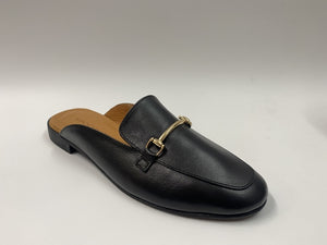 EPOCHE' XI 121 SABOT IN NAPPA NERA CON MORSETTO DORATO