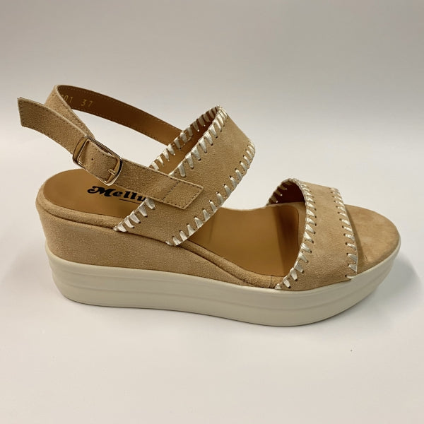 MELLUSO R80522 SANDALO IN PELLE SCAMOSCIATA BEIGE