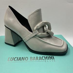 LUCIANO BARACHINI ML231 MOCASSINO CON TACCO 7 E MORSETTO IN PELLE OSSO