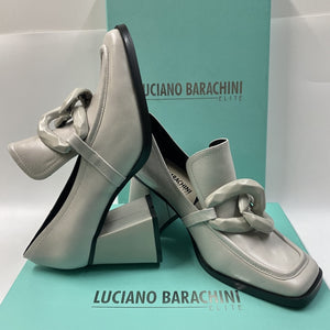 LUCIANO BARACHINI ML231 MOCASSINO CON TACCO 7 E MORSETTO IN PELLE OSSO