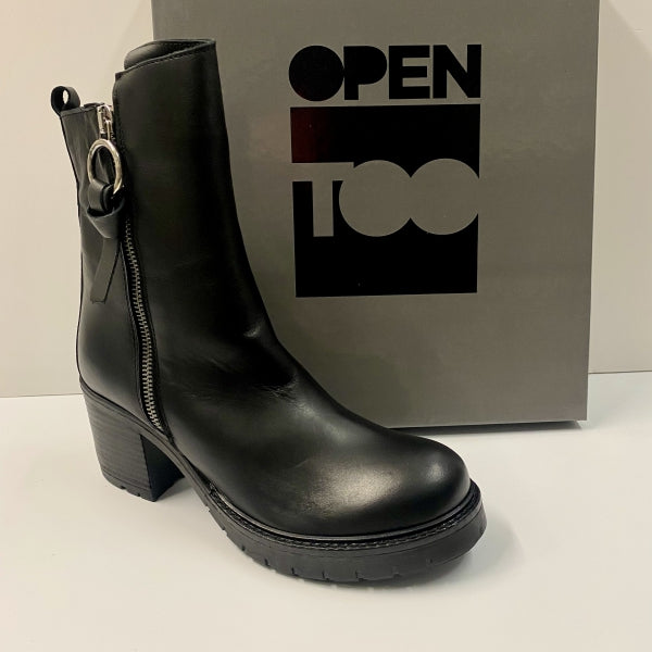 OPEN TOO A75 STIVALETTO CON ZIP IN PELLE NERO