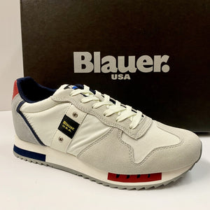 BLAUER QUEENS 01 SUEDE/MESH WHITE/RED/NAVY