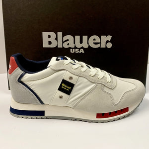 BLAUER QUEENS 01 SUEDE/MESH WHITE/RED/NAVY