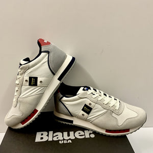 BLAUER QUEENS 01 SUEDE/MESH WHITE/RED/NAVY