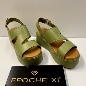 EPOCHE' XI 23785 SANDALO DONNA CON ZEPPA IN PELLE VERDE