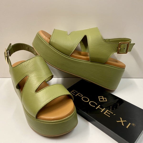 EPOCHE' XI 23785 SANDALO DONNA CON ZEPPA IN PELLE VERDE