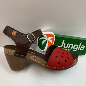 JUNGLA 7862 SANDALO MONOFASCIA ROSSO CON CINTURINO MORO