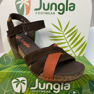 JUNGLA 7453 SANDALO CON FASCIA BICOLORE MORO/ROSSO