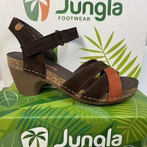 JUNGLA 7453 SANDALO CON FASCIA BICOLORE MORO/ROSSO