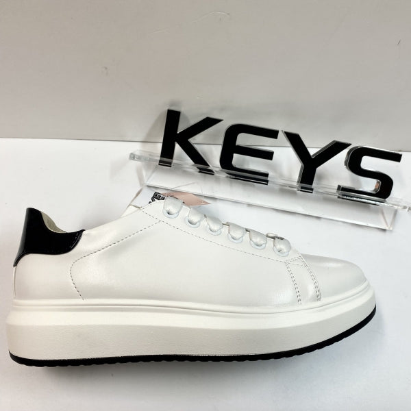 KEYS K-7609 SNEAKERS DONNA BIANCO CON PROFILO NERO