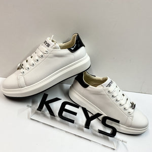 KEYS K-7609 SNEAKERS DONNA BIANCO CON PROFILO NERO