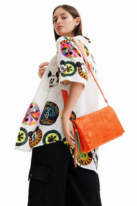 DESIGUAL SAXP95 BORSA A SPALLA MEDIA FIORI RICAMATI ORANGE