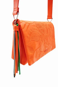 DESIGUAL SAXP95 BORSA A SPALLA MEDIA FIORI RICAMATI ORANGE