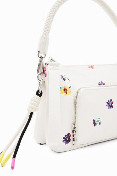 DESIGUAL SAXPA6 BORSA TRACOLLA PICCOLA FIORI WHITE