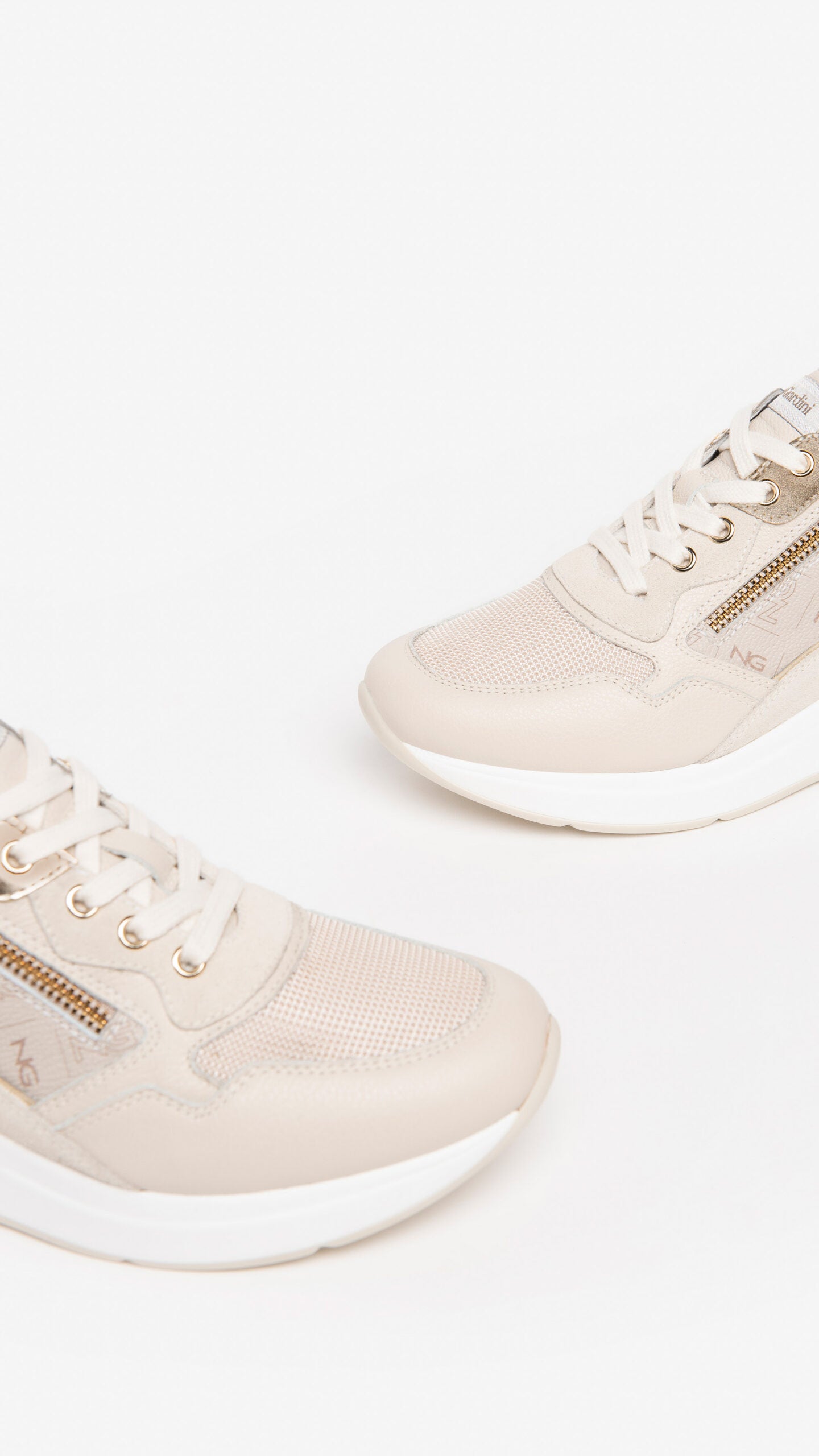 NERO GIARDINI E306450D SNEAKERS IN PELLE E CAMOSCIO BEIGE