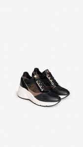 Nero Giardini I205170D Sneakers donna in pelle e camoscio nero